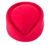 Lawliet Wool Felt Acuate Fascinator Pillbox Hat for Women Pretty Hostesses Cap (Red)(Size: One Size)