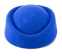 Lawliet Wool Felt Fascinator Wedding Hat Pillbox Hat for Women Pretty Hostesses Cap (Blue)(Size: One Size)