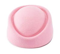 Lawliet Wool Felt Fascinator Wedding Hat Pillbox Hat for Women Pretty Hostesses Cap (Pink)