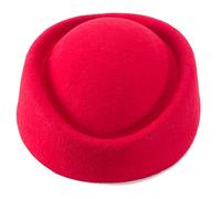 Lawliet Wool Felt Fascinator Wedding Hat Pillbox Hat for Women Pretty Hostesses Cap (Red), One Size