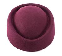 Lawliet Wool Felt Fascinator Wedding Hat Pillbox Hat for Women Pretty Hostesses Cap (Wine)(Size: One Size)