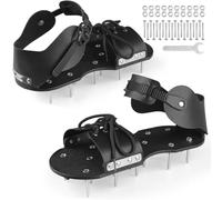 Lawn Aeration Shoes, Robust Spiked Sandals for Aerating Grass and Soil, Adjustable Hook and Strap Design, for Garden, Yard and Patio, for Men and Women (Lace Closure)