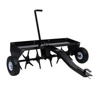 vidaXL Black Steel Lawn Aerator with Universal Coupling for Ride-on Mowers, Lawn Tractors and ATVs - 102 cm Working Width, 50 kg Tray Capacity