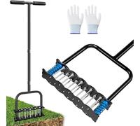Lawn Aerator Spikes Aerating Tool Manual Aeration Tools with Padded T-Handle, 14 2.8 Inch Solid Steel Spikes, Yard Aerators for Lawn Yard & Garden,2pcs Anti-Slip Gloves