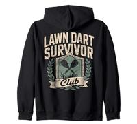 Lawn Dart Survivor 70s Gag Nostalgic Zip Hoodie