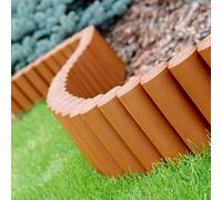Lawn Edge Palisade Garden Edging Plastic - Ideal for Paths, Lawns, Flowerbeds, Trees, Shrubs and Borders - Reduces Weed Transfer - Easy to Connect and Install (4 Sets of 8 (8.8m), Terracotta)