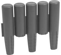Lawn Edge Palisade Garden Edging Plastic - Ideal for Paths, Lawns, Flowerbeds, Trees, Shrubs and Borders - Reduces Weed Transfer - Easy to Connect and Install (1 Set of 8 (2.2m), Grey)