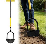 Lawn Edger Tool, 110cm Long Handled Half Moon Edger with Serrated Saw-Tooth Blade, T-Grip Manual Garden Edging Tool for Grass, Borders, Sidewalks and Landscaping - Heavy Duty Rustproof Steel