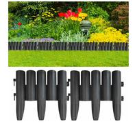 Lawn Edging 10m x 23.5cm Anthracite PP Log Design 36pcs UV Proof Outdoor Set 4pc
