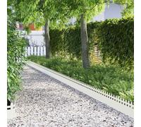 Lawn Edging 20 Pieces White 103 x 0.05 x 22 cm Steel Garden Flower Bed Edging Mowing Edge Flower Bed Border Path Boundary Palisade Border Edging