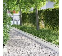 Lawn Edging Pack of 10 White Steel 103 x 0.05 x 22 cm, Flexible Flower Bed Border and Mowing Edge for Garden, Path Boundary, Patio and Lawn with Weatherproof Palisade
