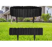 Lawn Edging, Plastic Palisade Wood Effect, 2.32M, Black