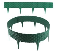 Lawn edging, rattan look, green, 24x80 cm modules, plastic flower bed edging for