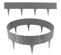 Lawn edging, rattan look grey 12x80 cm modules, plastic flower bed edging for fl