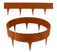 Lawn edging, rattan look, Terracotta, 4x80 cm modules, plastic flower bed edging