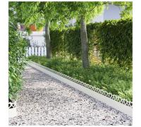 Lawn Edging White Steel 20pcs. 103x0.05x22cm Outdoor Garden Border Durable Edge