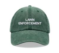 Lawn Enforcement Baseball Cap Vintage Washed Unisex Dad Hat Adjustable Bottle Green