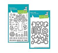 Lawn Fawn Apple-solutely Awesome 4"x6" Clear Stamp, Coordinating Dies, Bundle of 2 Items (LF2930, LF2931)