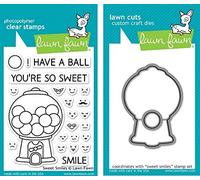 Lawn Fawn Bundle of 2 Items - Sweet Smiles Clear Stamp (LF895) and Die (LF896) Set