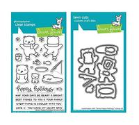 Lawn Fawn Clear Stamp and Coordinating Die Set - Beary Happy Holidays - (LF1470, LF1471) - 2 Item Bundle