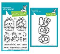 Lawn Fawn Easter Before ‘n After 3”x4” Clear Stamp Set and Coordinating Custom Craft Die Set (LF2230, LF2231), Bundle of 2 Items