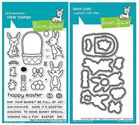 Lawn Fawn Eggstra Amazing Easter 4"x6" Clear Stamp Set and Matching Lawn Cut Dies (LF1884, LF1885), Bundle of Two Items