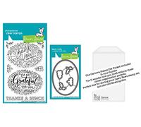 Lawn Fawn Giant Thank You Messages 4"x6" Clear Stamp Set, Coordinating Dies, 1 Carnora Stamp/Die Storage Pocket (LF2935 LF2936), 3 Item Bundle