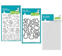 Lawn Fawn Halloween Mice, 4"x6" Clear Stamp Set, Coordinating Dies, Coloring Stencil (Bundle of 3 Items)