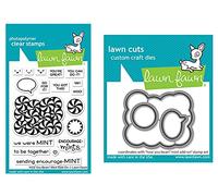 Lawn Fawn How You Bean? Mint Add-on 3x4 Clear Stamp Set and Coordinating Lawn Cuts Dies, Bundle of 2 Items (LF2682, LF2683)
