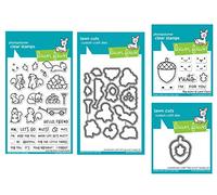 Lawn Fawn Lets Go Nuts and Big Acorn Clear Stamp Sets (2) and Coordinating Die Sets (2), Bundle of 4 Items, LF2403, LF2404, LF2407, LF2408