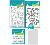 Lawn Fawn Silly Goose Stamp Set Bundle, 4x6 inch Clear Stamps, Dies, Add-On Stamps, Coloring Stencil, 4 Pieces