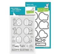Lawn Fawn Stamp 'n Stencil Easter Eggs 4"x6" Stamps, Stencil & Coordinating Dies, Bundle of 3 Items