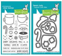 Lawn Fawn Thanks a Latte Clear Stamp Set and Coordinating Lawn Cut Die Set, Two Item Bundle (LF1761, LF1762)