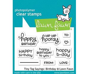Lawn Fawn Tiny Tag Sayings: Birthday 2X3 Clear Stamp