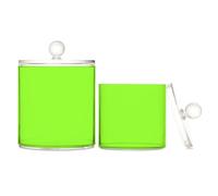 Lawn Green Clear Plastic Food Organizer Storage with lid Bathroom Essentials Decorative Dental Floss Storage Jar for Floss Picks,Paper Clips,2 Pack