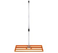 Lawn Leveller 100cm x 32cm Levelling Rake Lute Heavy Duty Lightweight Galvanised Steel Aluminium Orange 1.2 - 1.9m Extendable Handle Easy Grip Landscaping Garden Tool Grass Soil Artificial Turf Gravel