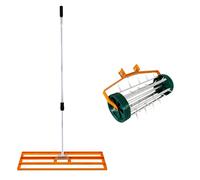 (100cm, Orange ) Lawn Leveller & Aerator Grass Roller Levelling Rake