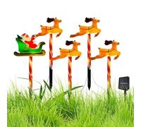 Lawn Lights Solar Powered, Solar Stake Lights Outdoor, Christmas Solar Lights 5x Elk Design Led Christmas Pathway Lights Christmas Solar Lights Outdoor Stakes for Garden, Patio and Outdoor Decoration