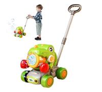Lawn Mower Bubble Machine - Kids Push Outside Garden Toy | Dinosaur Game Blower For Preschoolers, Home Playtime Travel Activity For Boy Age 3+ School Girl, Automatic Summer Outdoor Fun Equipment