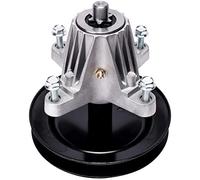 Lawn Mower Deck Spindle Assembly Compatible for Cub Cadet 918-04822A 918-04822B 618-04822 918-04889, with 6-Point Star Shaft, Pulley Included,aluminum ingot ABC12 iron,15.5x15.5x14cm(Silver)