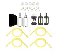 Lawn Mower Fuel Line Kit 20 Pieces with Hoses Filters Clamps 2x3.5mm 2.5x5mm 3x5mm 3x6mm for Small Engine Chainsaw Garden Equipment Maintenance