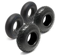 Lawn Mower Tyre Set 2 Tyres with Inner Tubes with Straight Valves 11x4.00-4 4PR