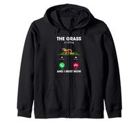 Lawn Mowing Humor The Grass Is Calling Yard Work Design Zip Hoodie