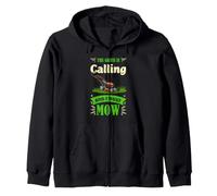 Lawn Mowing Humor The Grass Is Calling Yard Work Design Zip Hoodie