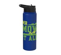 Lawn Mowing Mower Dad Mr Mow it All Landscaper Gardener Gift Stainless Steel Insulated Water Bottle