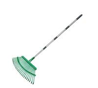 Lawn Rake Carbon Steel 135cm Telescopic Handle Garden Grass Broom | The telescopic handle extends to 135cm to provide comfortable, strain-free clearing of garden debris.