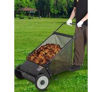 Lawn Sweeper, 66CM Push Design with 198L Collection Bag & 4 Fast Spinning Brushes, Height Adjustable for Driveway, Patio, Lawn, and Artificial Grass