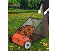 Lawn Sweeper, 66CM Push Design with 198L Collection Bag & 4 Fast Spinning Brushes, Height Adjustable for Driveway, Patio, Lawn, and Artificial Grass