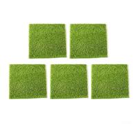 Lawn Turf Artificial Grass Mat, 5PCS Fake Green Mat Carpet Landscape Home Floor Garden Decor Fake Lawn Micro Landscape Model- 30x30cm