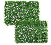 Lawn Wall Fence Screen - Set of 2 Expandable Artificial Ivy Privacy Screen for Balcony & Garden | Artificial Leaf Hedge Privacy Fence Cover | Green Plant Wall Trellis for Backyard/Patio/Outdoor Decor